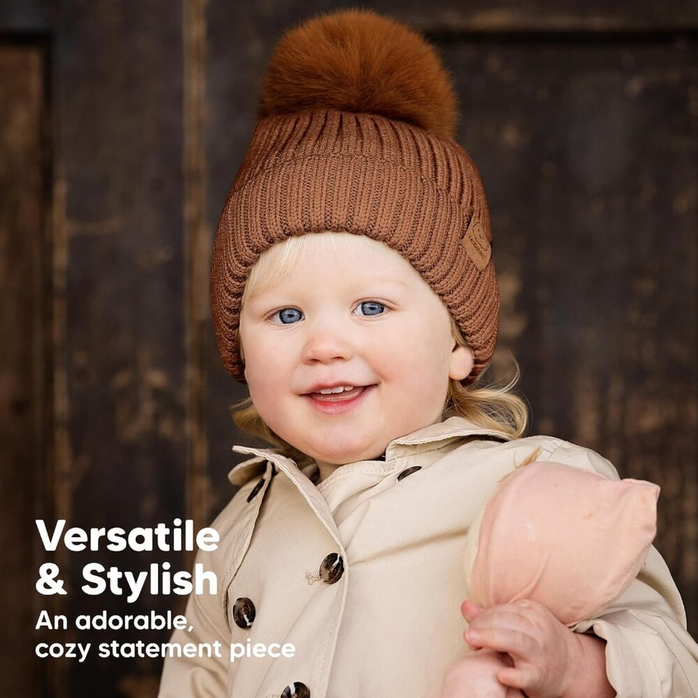 KeaBabies 2-Pack Baby Hats RustToddler, Boys, Girls 6-36 Months (Rust, M) - Picture 3 of 9